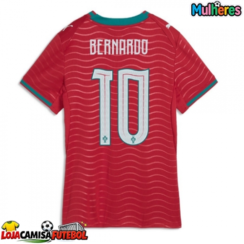 Camisa de Futebol Portugal Bernardo Silva #10 Equipamento Principal Mulheres Mundo 2026 Manga Curta